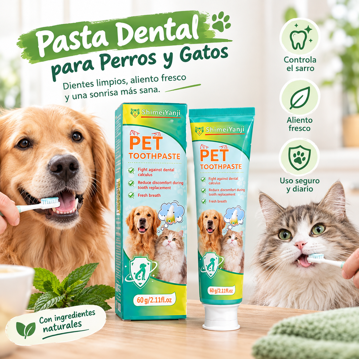 Pasta dental comestible para perros y gatos