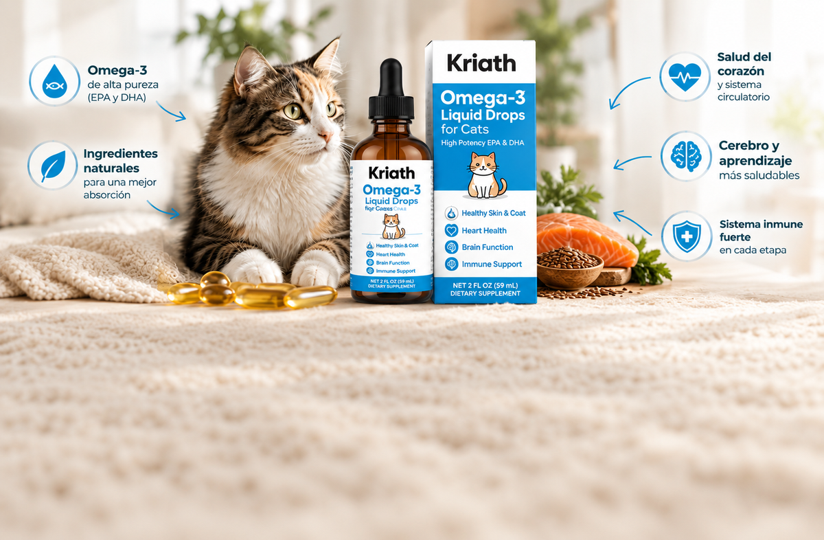 Omega-3 en gotas de aceite de salmón para gatos