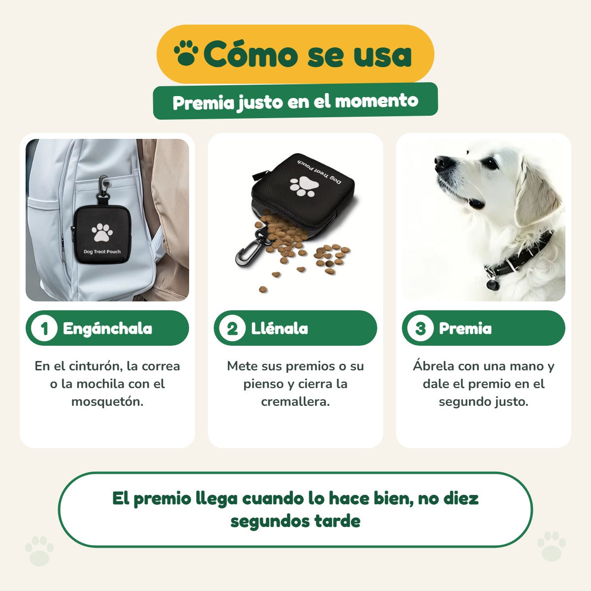 Cómo se usa la bolsa de premios para perro