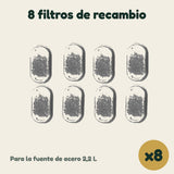 Pack 8 Filtros de Recambio para Fuente de Agua 2,2 L
