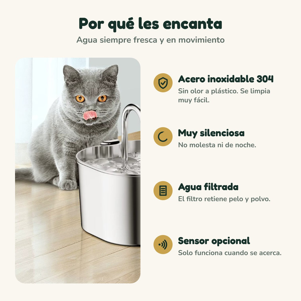 Ventajas de la fuente de agua para gatos de acero inoxidable