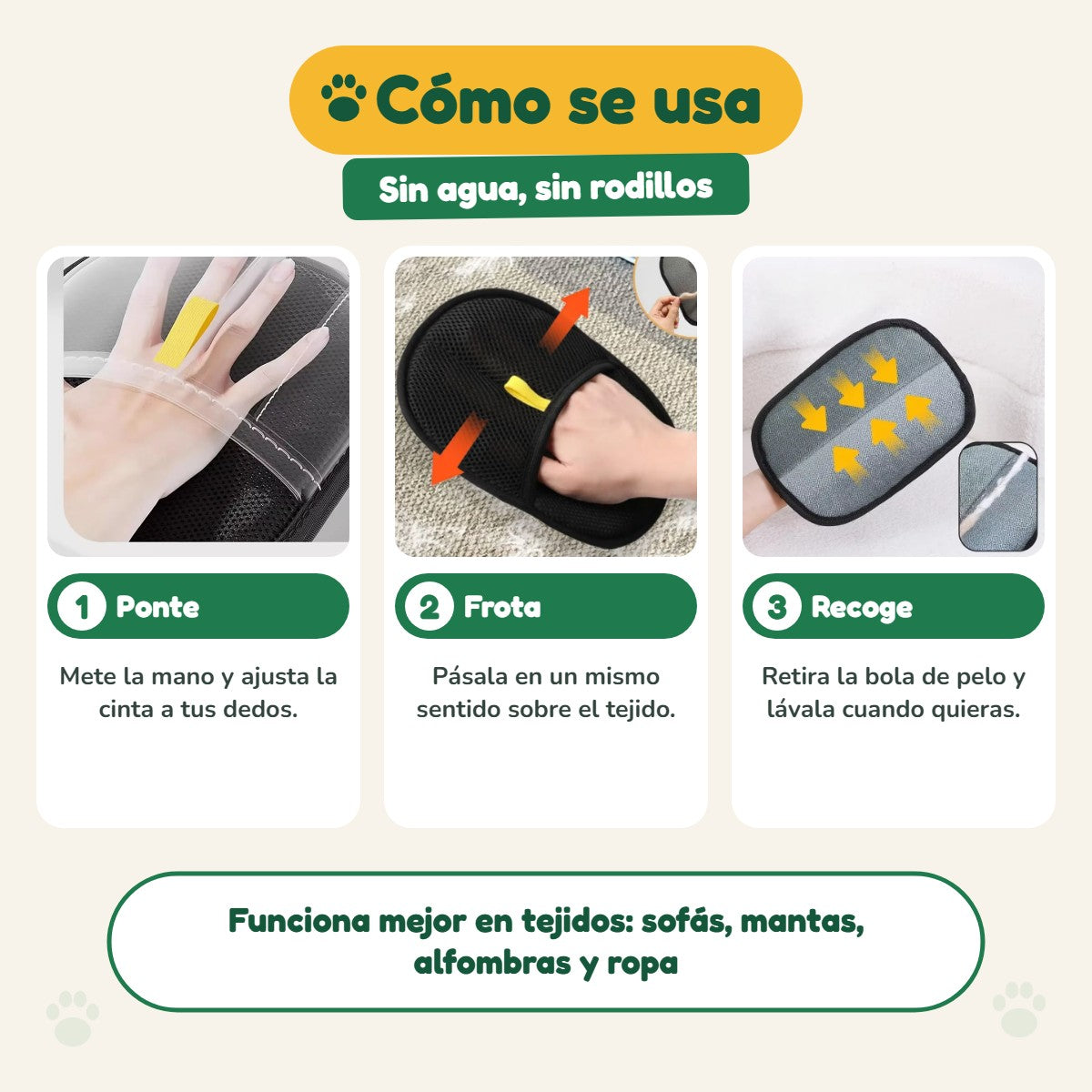 Cómo se usa la manopla quitapelos